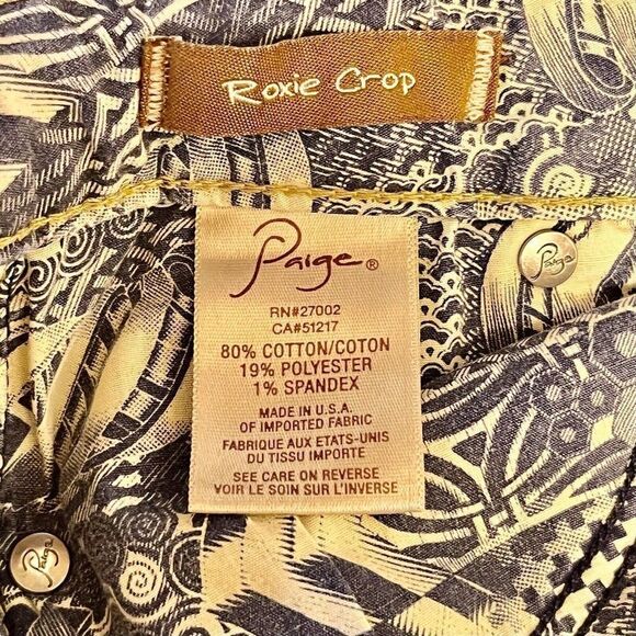 Paige Womens Size 24 Roxie Crop Blue Jeans Dark Wash Denim Low Rise Made in USA - Picture 8 of 9